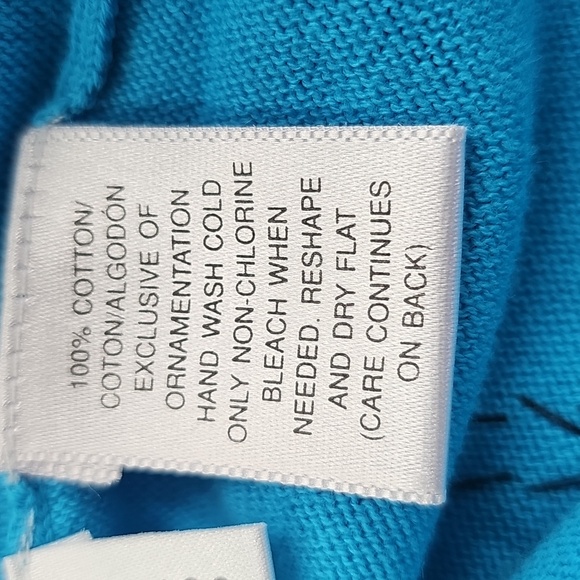 Late 90s Susan Bristol Cardigan, Malibu Blue w Beaded Bee Design, Sz L, NEW - Picture 8 of 13